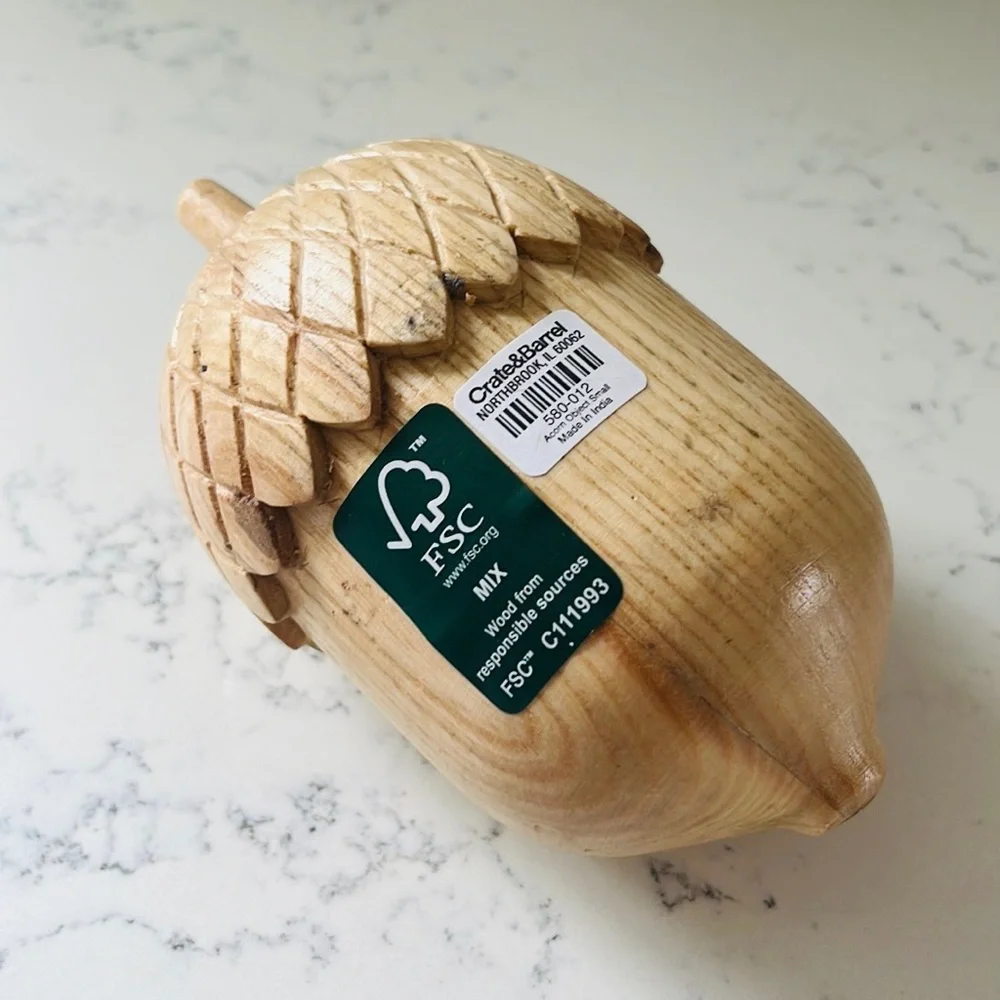 Crate&barrel Small Wood Acorn Sculpture - Picture 9 of 16